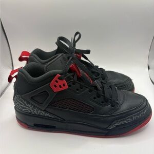 Jordan Spizike Low Bred Kids Black and Red Sneakers